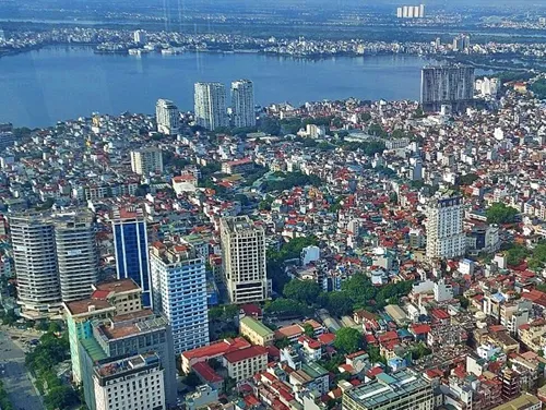 View from Lotte Tower Observation Deck over Hanoi in Vietnam