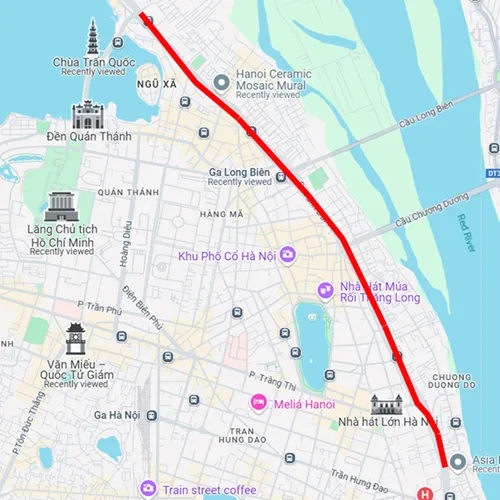 Map of Hanoi showing the locatiopn of Hanoi Ceramic Mural in Vietnam