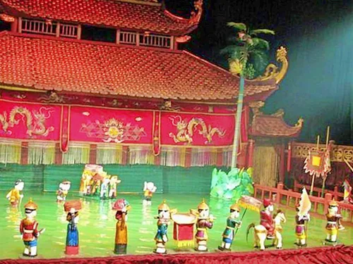 photo of a performance at Thăng Long Water Puppet Theatre in Hanoi in Vietnam