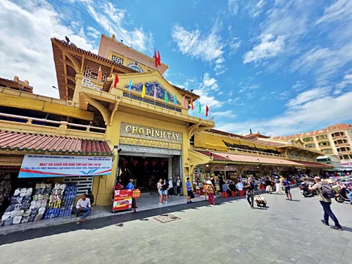 view of the main entrance of Binh Tay Market in Ho Chi Minh City, Vietnam