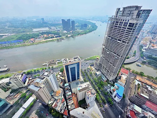 Photo of Ho Chin Minh City as seen from the Saigon Skydeck of Bitexco Tower in Ho CHin Minh City, Vietnam in Vietnam