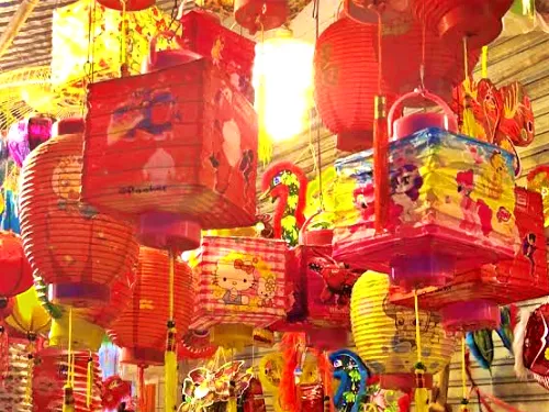 colorful lanterns at Luong Nhu Hoc Street in Ho Chi Minh City in Vietnam
