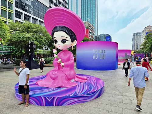 Photo of an exhibit during a festival at Nguyen Hue Walking Street in Ho Chi Minh City in Vietnam