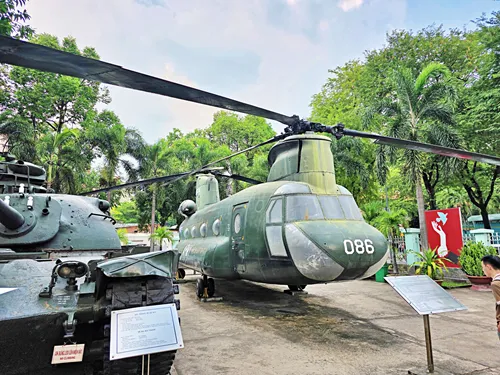 captured US helicopter and tank at the War Remnants Museum in Ho Chi Minh City, Vietnam