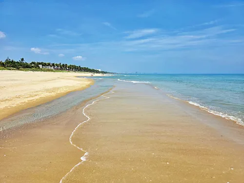 photo of the beach and water without any people at An Bang Beach near Hoi An in Vietnam