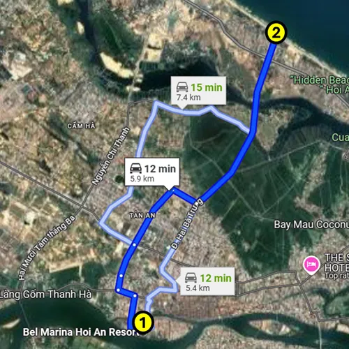 Map of Hoi An and An Bang Beach in Vietnam