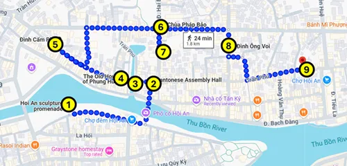 Map 1 of the Backpack and Snorkel Self-Guided Tour of Hoi An Ancient Town in Vietnam