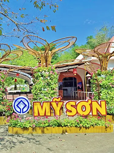 My Son sign neat the main entrance of the My Son Sanctuary near Hoi An in Vietnam