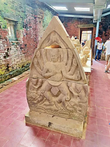 stone tablet inside D1 – Main Sanctuary (Kalan) at My Son Sanctuary near Hoi An in Vietnam