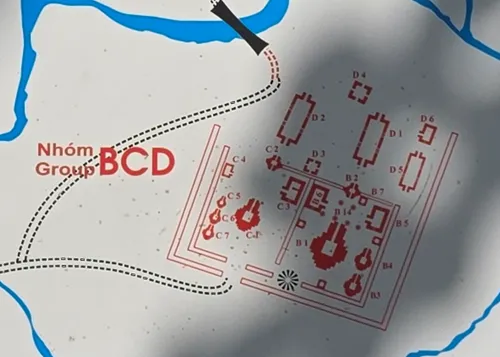 map of Groups B, C and D, The Ritual Heart, at My Son Sanctuary near Hoi An in Vietnam