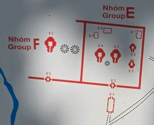map of Groups E, and F, The Ritual Heart, at My Son Sanctuary near Hoi An in Vietnam