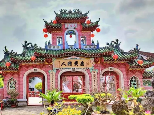 Beautiful main entrance gate of Quan Cong Temple in Hoi An in Vietnam