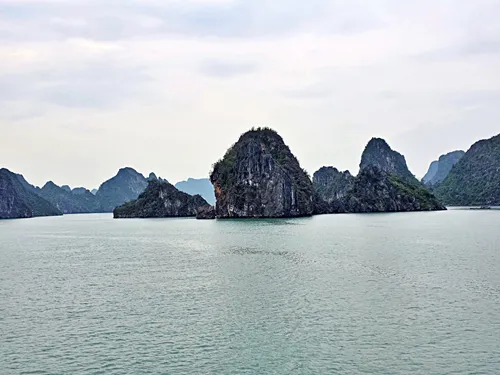 photo of karst formations seen from a Cruise Ship for Ha Long Bay Area Cruises in Vietnam