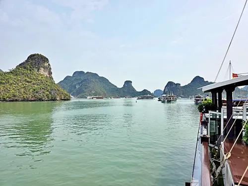 photo of karst formations seen from a Cruise Ship for Ha Long Bay Area Cruises in Vietnam