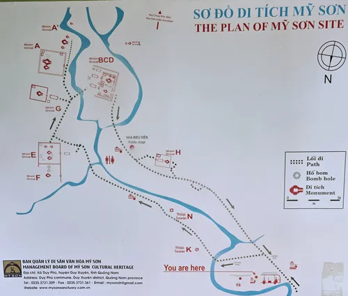 Map of the building groups in the My Son Sanctuary near Hoi An in Vietnam