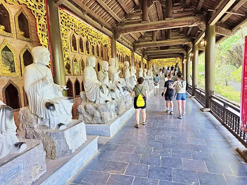 corridor of 500 Arhat statues at Bai Dinh Pagoda near Ninh Binh in Vietnam
