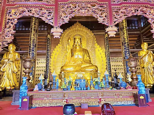 gigantic Buddha statue at Bai Dinh Pagoda near Ninh Binh in Vietnam