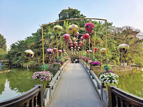 scenic bridge in Hoa Lu Old Town in Ninh Binh in Vietnam