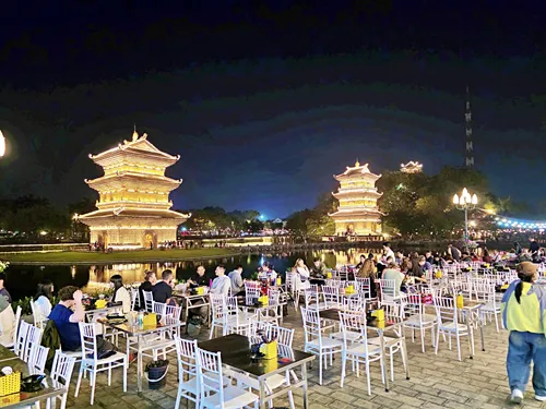 Two Pagodas in Hoa Lu Old Town in Ninh Binh in Vietnam