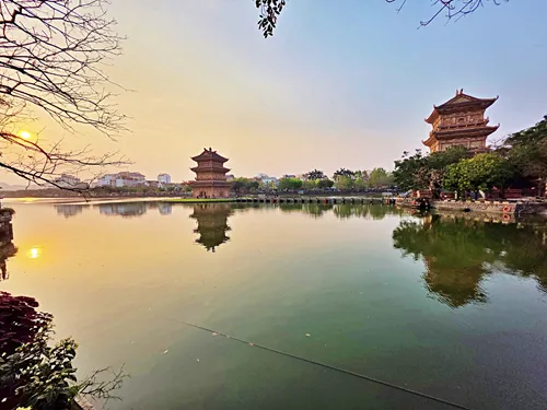 Two Pagodas in Hoa Lu Old Town in Ninh Binh in Vietnam