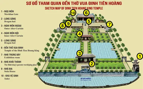 Map of Hoa Lư Ancient Capital in Ninh Binh in Vietnam