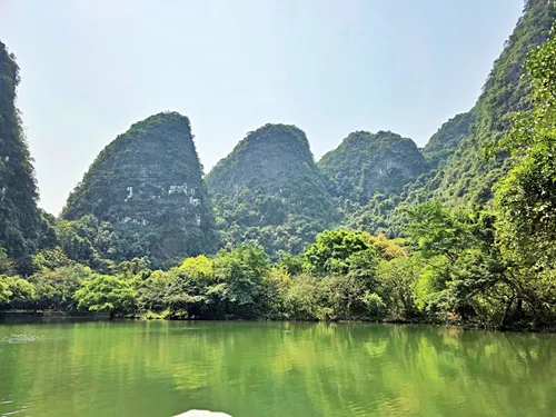 sampan ride to Đền Trần (Trần Temple) on Route 1 of the Trang An Boat near Ninh Binh in Vietnam