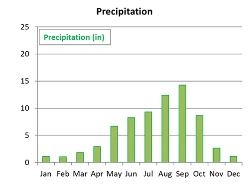 Average precipitation by month for Ninh Binh in Vietnam
